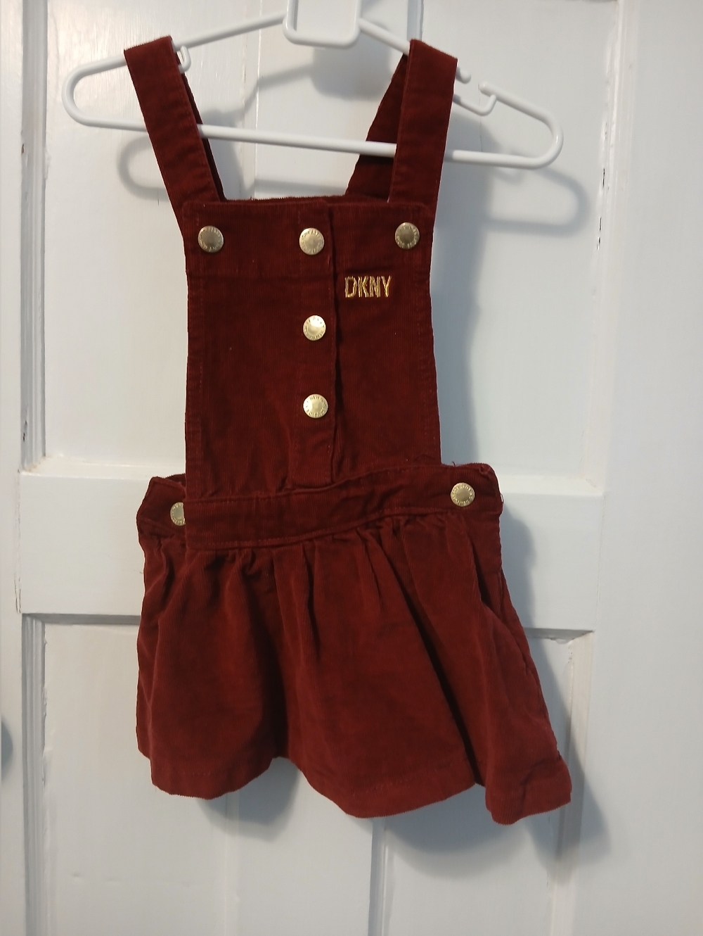 2/$15 DKNY Girls' Burgundy Corduroy Overall Dress Toddler Clothing Summer Fall
